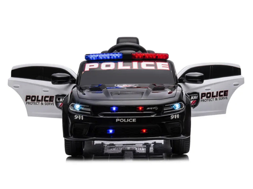Dodge Charger SRT Police 12V Kids Electric Car - With Siren, Lights & Walkie Talkie (Black)