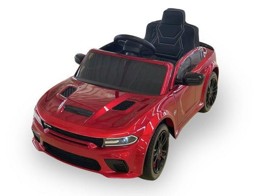 Dodge Charger SRT 12V Kids Electric Car - Muscle Car with Black Rims (Red)